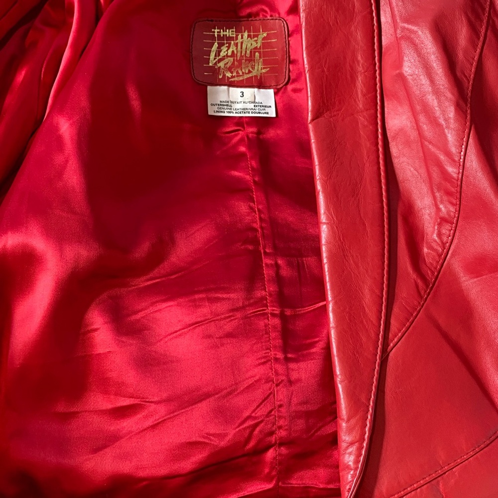 Vintage The Leather Ranch Red Genuine Leather Jacket, Size 3 - Picture 13 of 17